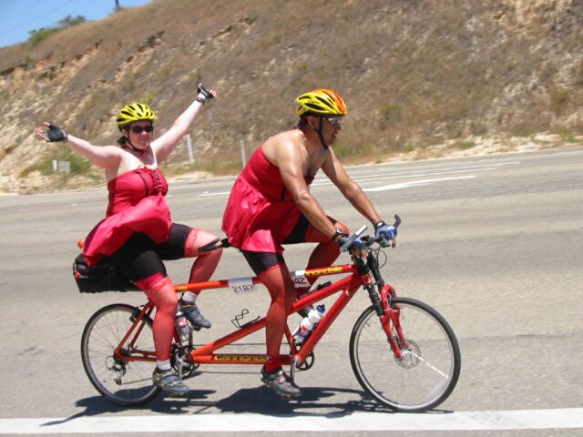 I was not informed that you were supposed to wear a read dress on Thursday.  But this couple was well prepared.